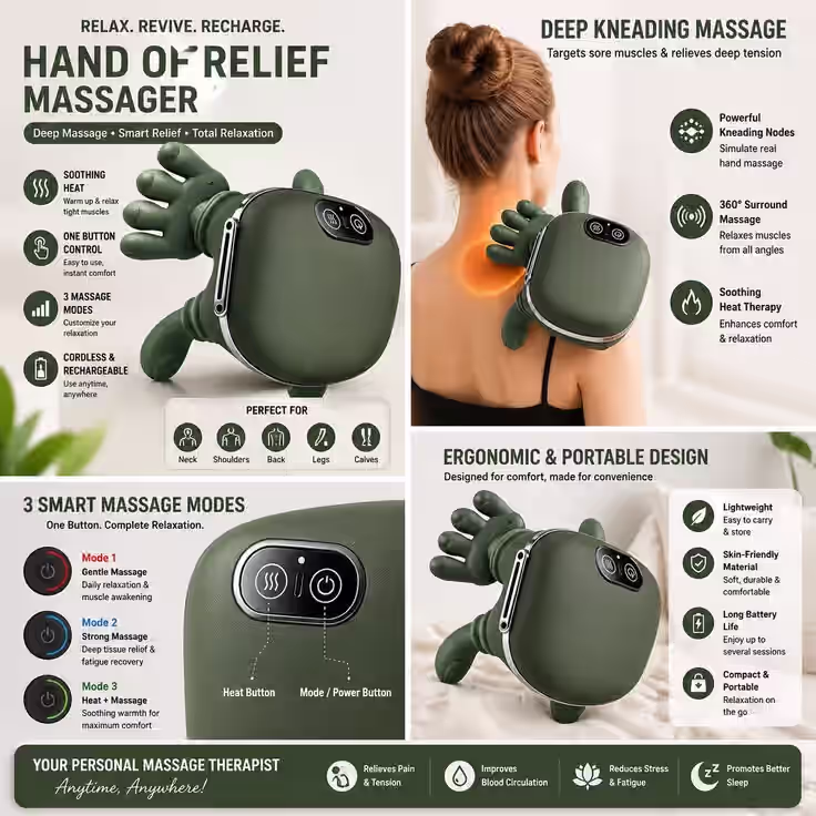 Portable Neck & Shoulder Massager with Fingers