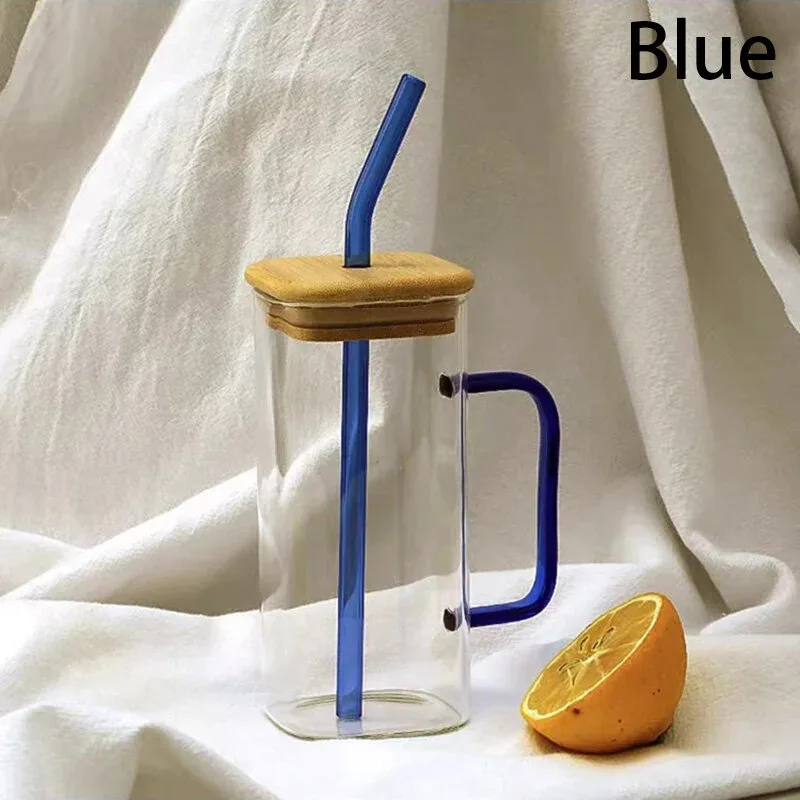 Square Borosilicate Glass Mug with Bamboo Lid and Straw – Aesthetic Clear Coffee Tumbler - Buy Online in Bangladesh | ShopTalkBD