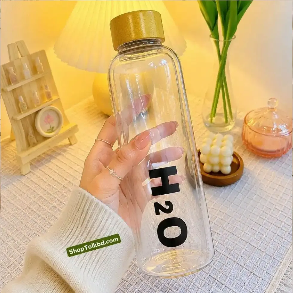 H2O Glass Water Bottle with Bamboo Lid - Buy Online in Bangladesh | ShopTalkBD