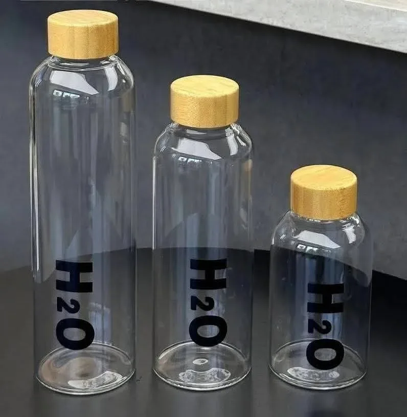 H2O Glass Water Bottle with Bamboo Lid - Buy Online in Bangladesh | ShopTalkBD