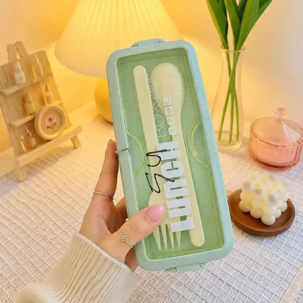 3-Tier Bento Lunch Box with Cutlery (900ml) - Buy Online in Bangladesh | ShopTalkBD