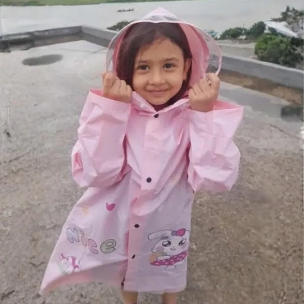 Kids Cartoon Printed Hooded Raincoat