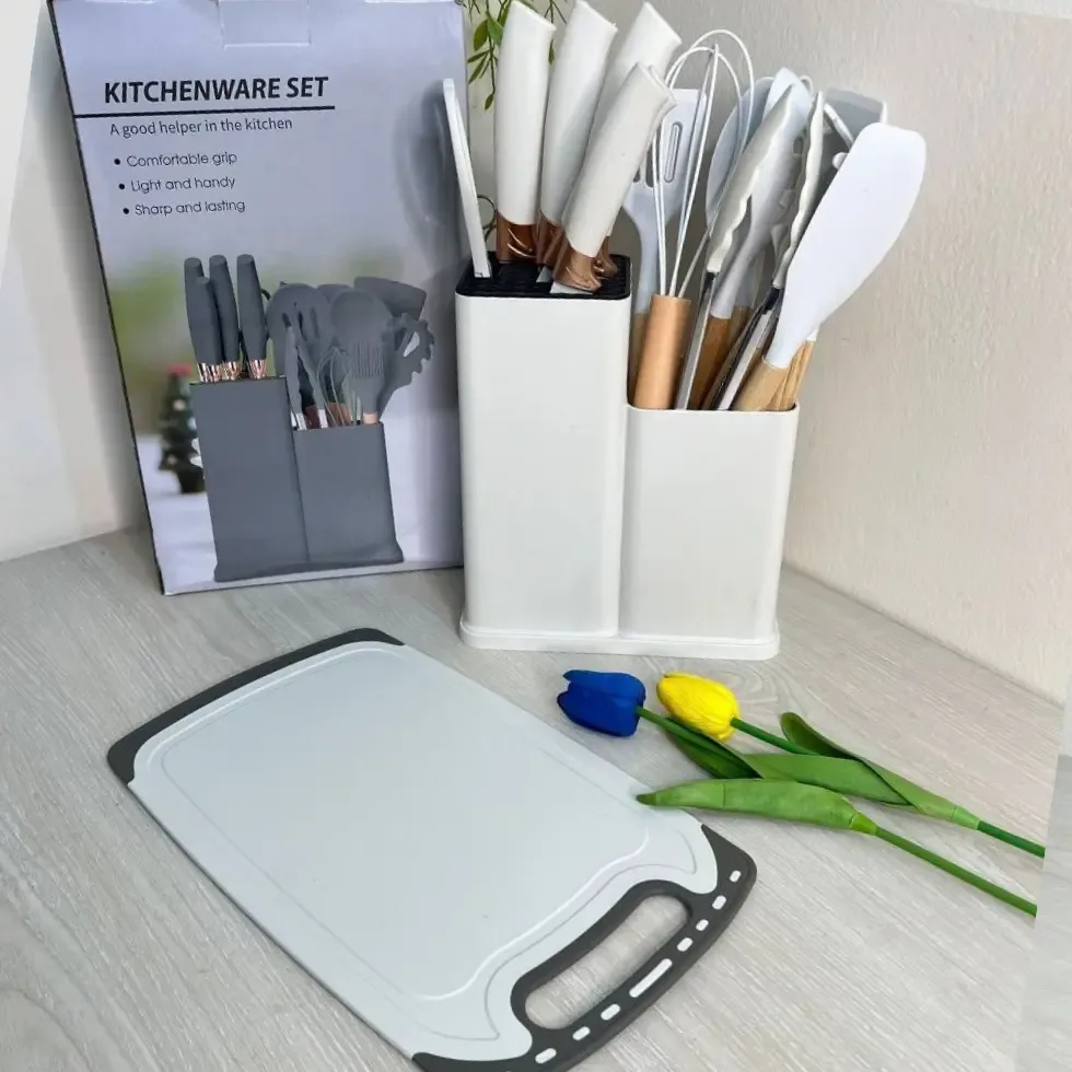 19 Pcs Kitchen Set &amp; Knife Set with Cutting Board (19 pcs kitchenware set) Price in Bangladesh | ShopTalk BD