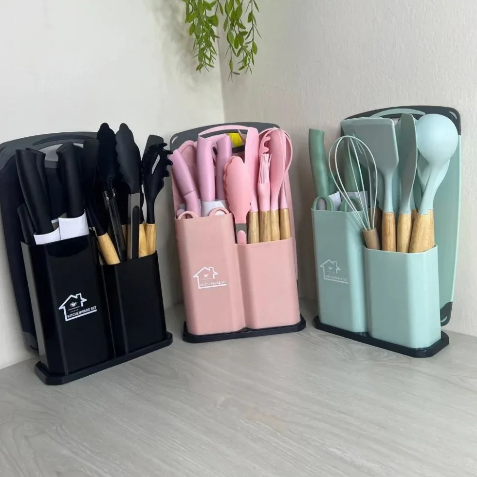 19 Pcs Kitchen Set & Knife Set with Cutting Board (19 pcs kitchenware set) Price in Bangladesh | ShopTalk BD