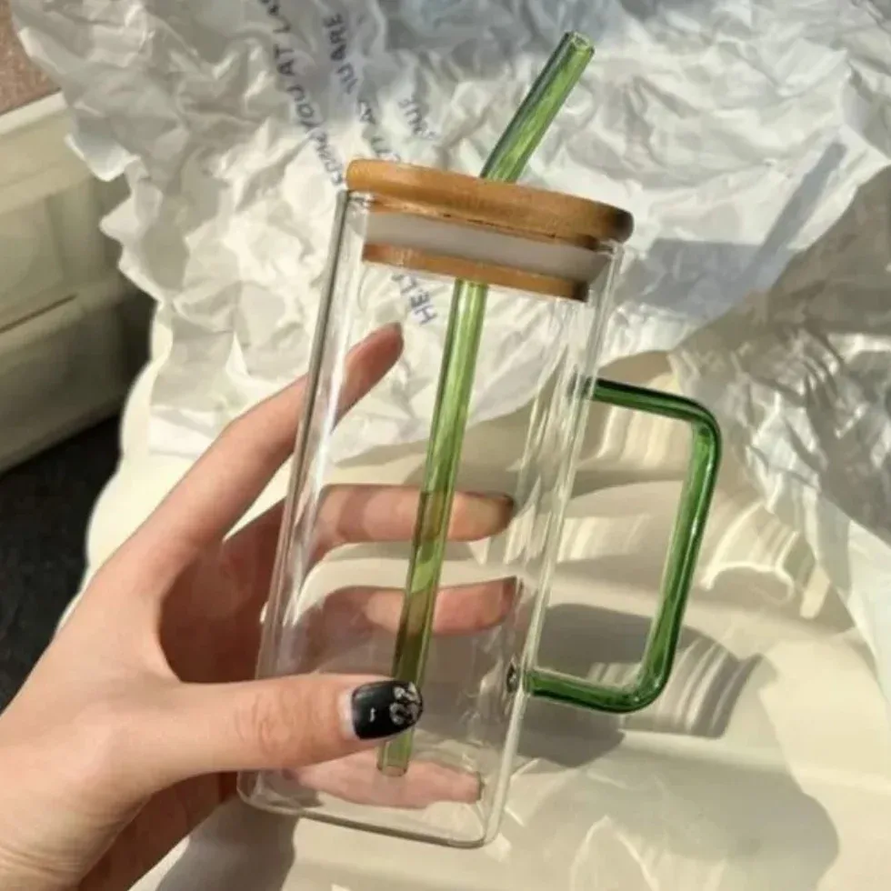 aesthetic Glass Mug with Bamboo Lid and Straw – Aesthetic Clear Coffee Tumbler Price in Bangladesh | ShopTalk BD